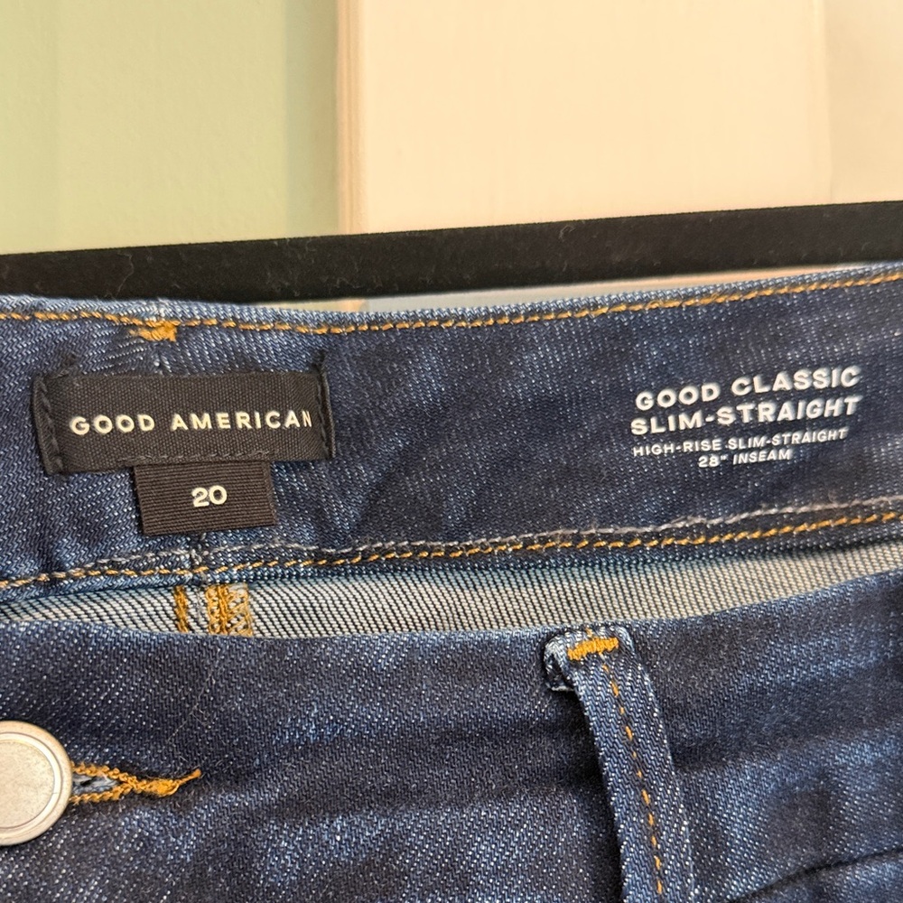 Good American Dark Indigo Slim-Straight Jeans